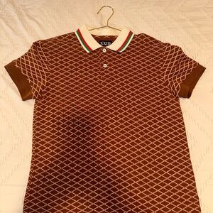 Brown Polo Shirt with White Accents